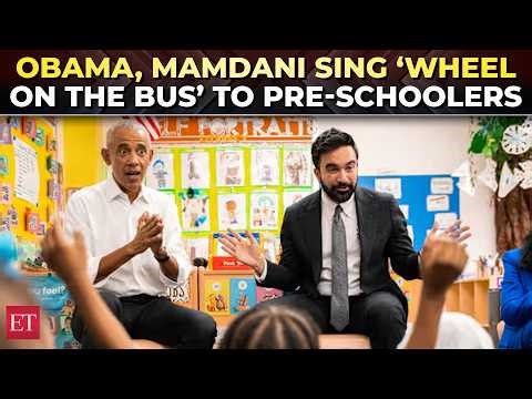 Obama, Mamdani go ‘squish squish’ as they sing ‘Wheels on the Bus’ with pre-K Kids to push childcare