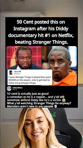 50 Cent posted this on Instagram after his Diddy documentary hit #1 on Netflix,