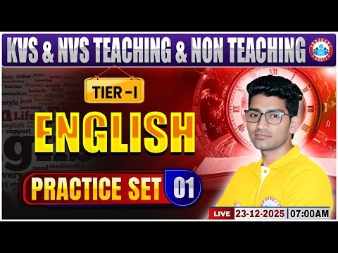 KVS NVS English Class 2025 | KVS NVS Tier 1 English Practice Set #01 | English By Vipin Sir
