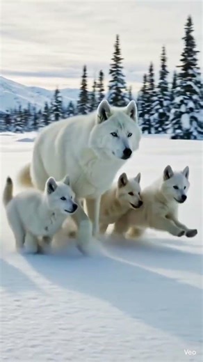 Wolves in Alaska. Mom’s wolf protects her babies.