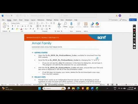 Illustrated Excel 2019 | Module 5: SAM Project 1b Amari Family #illustrated_excel