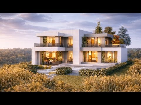 Minecraft Easy Modern House with Pool Tutorial