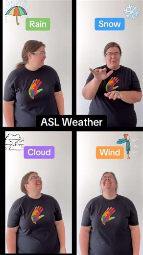 How to sign Rain 🌧️ Snow ❄️ Wind 💨 Cloud ⛅️ in ASL | Beginner ASL Weather