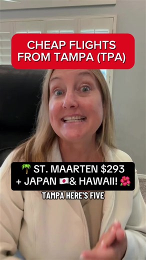 ✈️🔥 CHEAP FLIGHTS FROM TAMPA JUST DROPPED! 🌎 🌴 St. Maarten 🇸🇽 — $293 RT | Jan 25–Feb 3 🇯🇵 Tokyo, Japan — $900 RT | Dec 6–15 🌺 Kona, Hawaii — $428 RT | Jan 25–Feb 1 🏝️ Grand Cayman — $397 RT | Nov 6–14 (nonstop) 🎆 Chicago — $301 RT | New Year’s! (nonstop) 😍 Which destination would YOU pick? Tag your travel buddy and SAVE this before prices change! ✈️ AirClub Partner | Book directly with airlines. Deals in bio!#CheapFlights #HawaiiDeals #FlightDeals #TravelTok #tampa