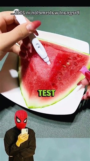 Watermelon + Pregnancy Test = WHAT?! 😱🍉 #Watermelon #CrazyExperiment #MindBlowing #shorts