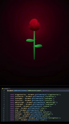 I Coded a 3D Rose That Blooms for You 🌹❤️ | HTML CSS JS #rstheme #css3 #htmlcssjavascriptproject #js