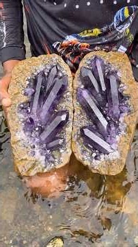 Incredible Giant Purple Amethyst Crystals Hidden Inside a Natural Rock!