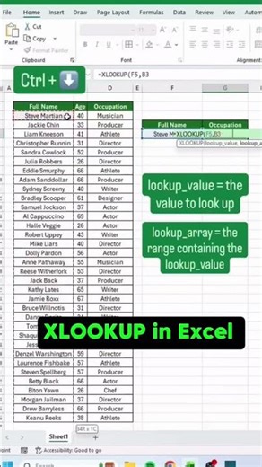 XLOOKUP Excel Formula 😱 VLOOKUP OUT | Excel Tips #exceltips #shorts #excelshorts #excel #ytshorts