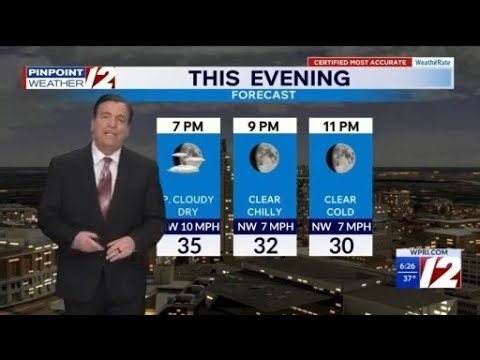 WPRI 12 Weather Forecast 3/28/26 Cold Tonight, Sunny Cool Sunday