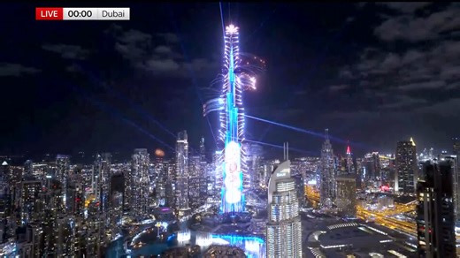 Happy New Year United Arab Emirates! Watch the fireworks at the Burj Khalifa, the world's tallest building in Dubai And don't miss the emirate of Ras al-Khaimah's Guinness World Record attempt to create the "largest aerial fireworks shell" Follow 🔗 https://trib.al/uWifEC0 | Sky News