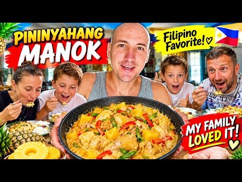 RUSSIAN FAMILY TRIES HOMEMADE FILIPINO FOOD! 🇷🇺🇵🇭 I COOKED PININYAHANG MANOK FOR THEM!