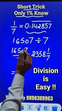 Division by 7 is Amazing II Find the Answer Directly II Non-Terminating Decimal #youtubeshorts #fast