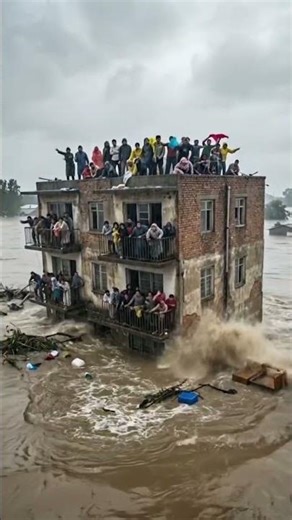 Massive Flood Collapse & Rescue Caught on Camera 🌊