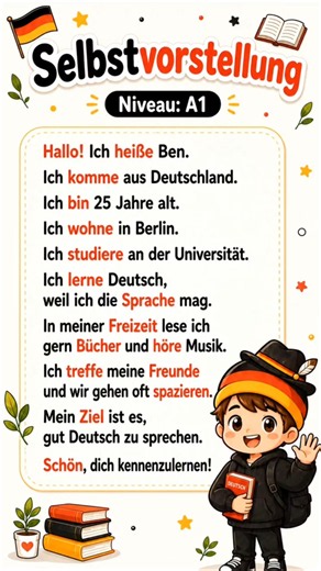 German Self Introduction A1 | How to Introduce Yourself in German |Selbstvorstellung Deutsch #shorts