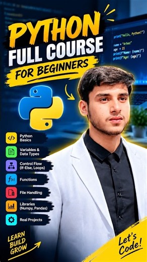 Python Full Course 9/100 #coding #python # #programming #tutorial #pythontutorial #shorts