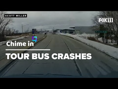 Dashcam video: Charter bus travels off interstate ramp, injuring dozens