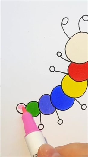 How to draw a cute caterpillar easy 🐛 #kids #shorts #drawing