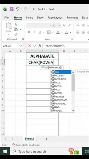 Excel CHAR function tutorial || How to Write Alphabate in Excel #shorts #short #trending #viral #yt