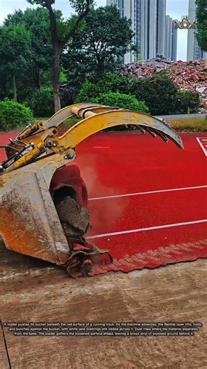 This Running Track Peels Up in Huge Folds! 🚜 #shorts