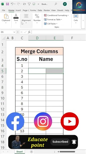 Did You Try 🤔 This Merge Cell Trick in Excel 🔥#excel #exceltricks #shortcutkeys #viralvideo