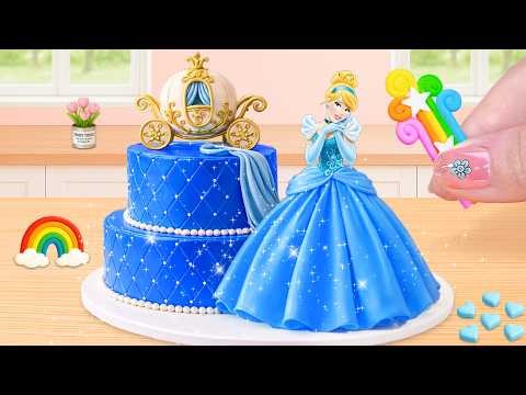 Royal Blue Princess Cake & Carriage Showdown 👑💙 Colorful Dessert ASMR Challenge | Lily Little Cake
