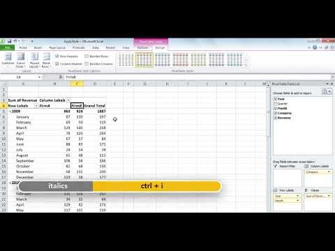 Applying a PivotTable style in Excel