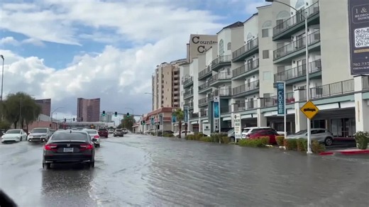 Flooding on Desert Inn Road as torrential rains soak Las Vegas