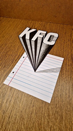 Amazing 3D (KFC) Real Illusion On Paper 😲 #3dart #3ddrawing #drawingtutorial #paperart #easy3d #kfc