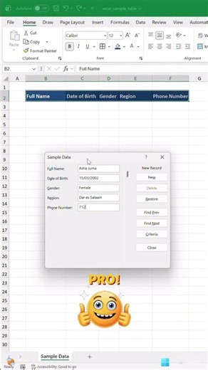 DATA ENTRY FORM IN EXCEL — SAVE TIME #exceltricks #exceltips #excel #excelstudio #googlesheets