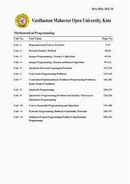 Msc Maths Mathematical Programming | VMOU Kota MAT-301 #mathswithjoshig
