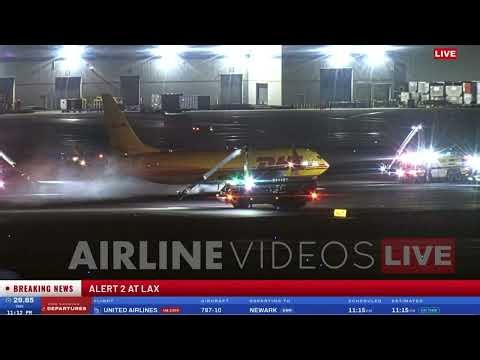 Blown tires sparked DHL plane fire during landing at LAX, FAA says