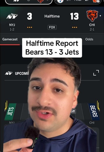 Halftime Report Bears 13 - 3 Jets #nfl #football #chicago #chicagobears #illinois