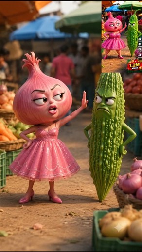 प्याज और करेले की मजेदार लड़ाई 😂🥒 | Funny Vegetable Cartoon #comedy #shorts