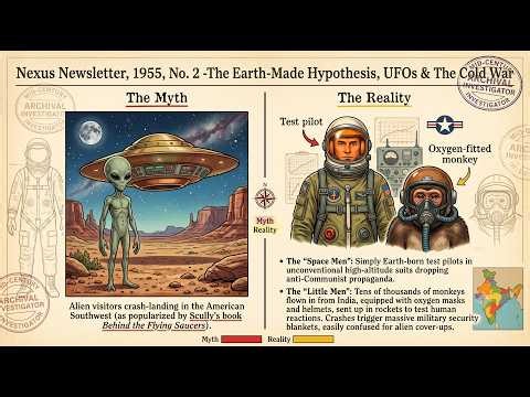 1955, NEXUS Newsletter,, February: The Earth-Made Saucer Hypothesis & Test Monkeys