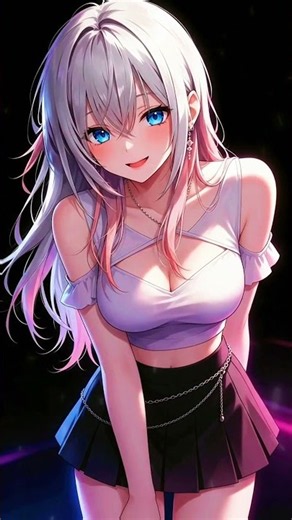 4K Live Wallpaper | Silver Pink Hair Anime Girl OC | Playful Wink