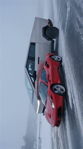 2 Ferraris Destroy Cybertruck in Snow 😱 Double Crash Fail 2026!