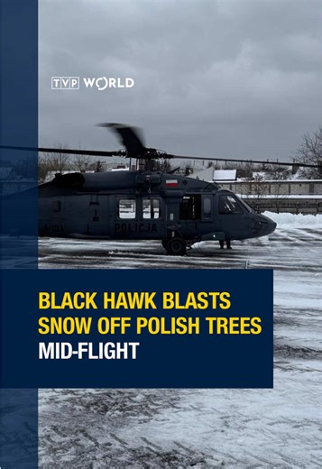 A Black Hawk helicopter clears snow from trees bordering the Działdowo–Olsztyn rail line in northeastern Poland. The aircraft’s rotor wash blasted snow away from vegetation growing close to the tracks. #blackhawk #railway #emergency #snow #safety