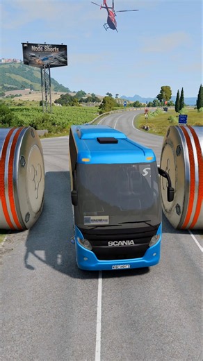 City Long Buses & Moon Car vs Hydraulic Crush - BeamNG.Drive #shorts #beamngdrive