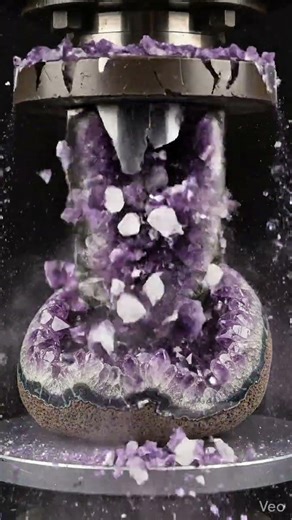 Don’t Crush This Crystal!😱 Unexpected Break! #hydraulicpress #shorts