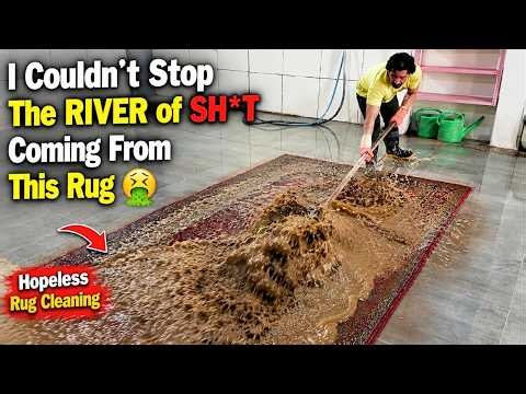 I Couldn't Stop The RIVER Of FILTH Coming From This Rug 🤮 Hopeless Rug Cleaning