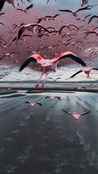 Breathtaking View: Millions of Flamingos Taking Flight! 🦩✨ #shorts