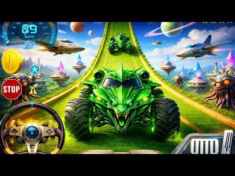 DON’T BLINK! 😳 Green Monster Truck Insane Ramp Jump in Alien World 👽🔥