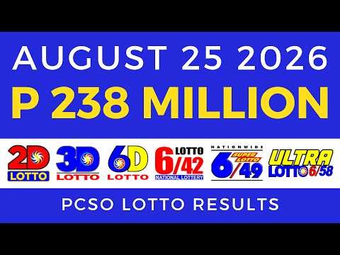Lotto Result August 25 2026 9PM PCSO