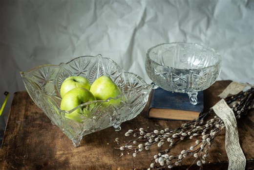 Vintage Cut Crystal Bowls Set, 1970s Glass Fruit Dishes Old Money Table Decor - Etsy