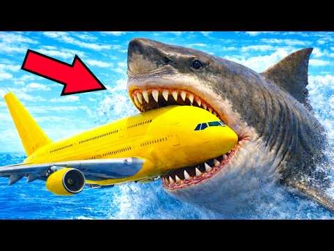 Megalodon Shark Attack Compilation: 12 Cinematic Megalodon Shark Scenes In GTA 5 (#1)