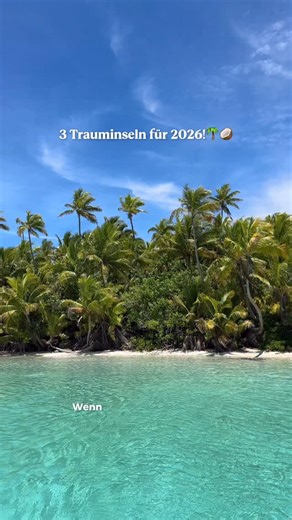 Julian | Travel Creator on Instagram: "#Werbung #SkyScanner ✈️ Diese 3 Inseln müsst ihr für 2026 kennen! 🌴 🇨🇰 Aitutaki, Cook Inseln: Lagunen in allen Blautönen, kleine unbewohnte Inselchen, super remote 🇮🇩 Pam Islands, Raja Ampat, Indonesien: Holzbungalows direkt am Strand, Korallenriffe und der unglaubliche Viewpoint von Piaynemo 🇲🇻 Fulhadhoo, Malediven: Einheimischeninsel, weiße Strände, Palmen, Sandbänke und alles noch bezahlbar! Mit @skyscannerdeutschland könnt ihr ganz easy eure Flüg