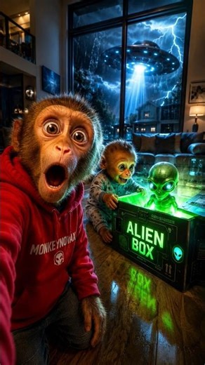 Baby Monkey Ordered a REAL ALIEN BOX! 👽📦 #monkeyvlog