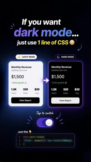 1 Line CSS Trick for Dark Mode 😳 (No JS Needed) #css #webdesign #webdevelopment #coding