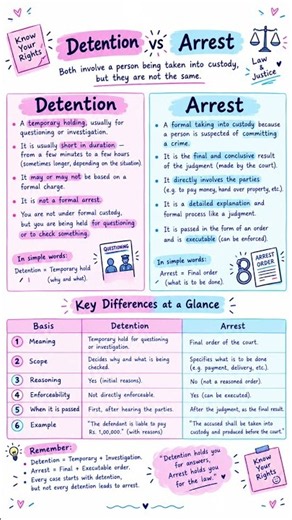 Detention vs Arrest #law #legalawareness #laweducation