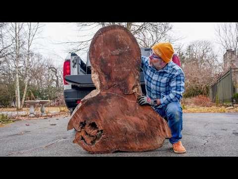 Turning this massive chunk of walnut into a lamp sculpture.